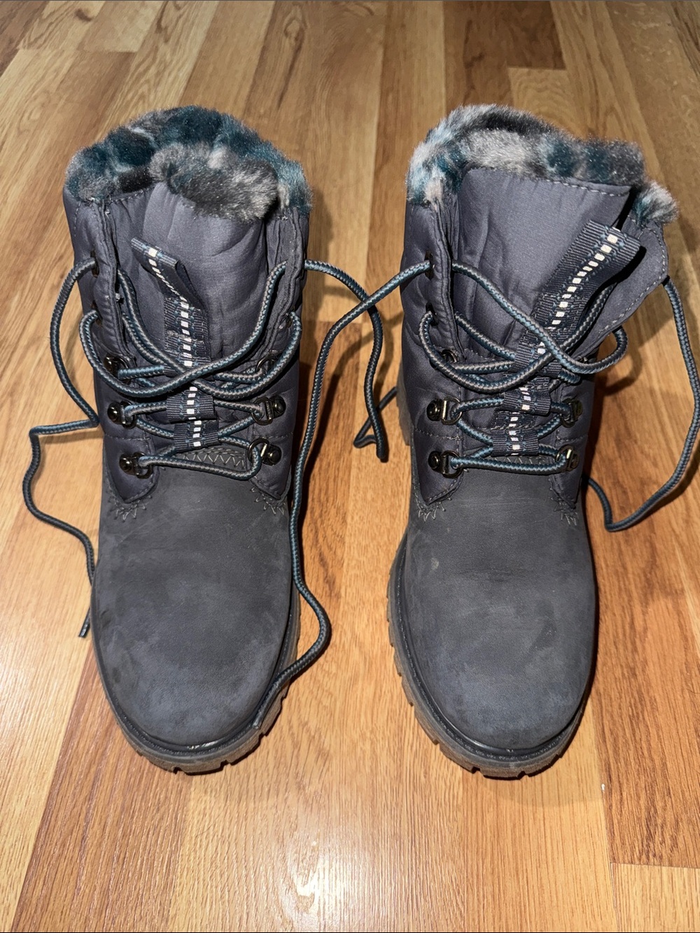 Timberland Women's Dark Navy Faux-Fur Lined Lace-Up Winter Boots